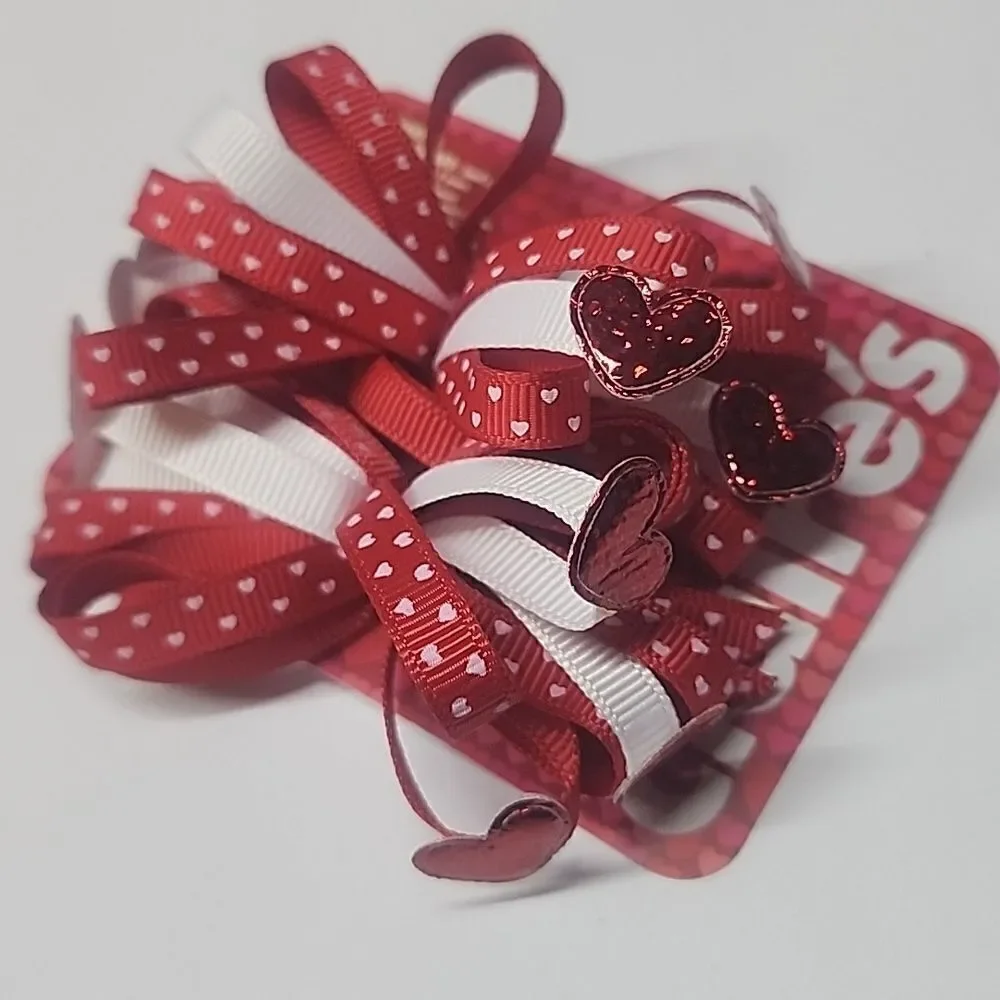Claires Bows with Hearts Ribbon Bows Girls Hair Accessory New
